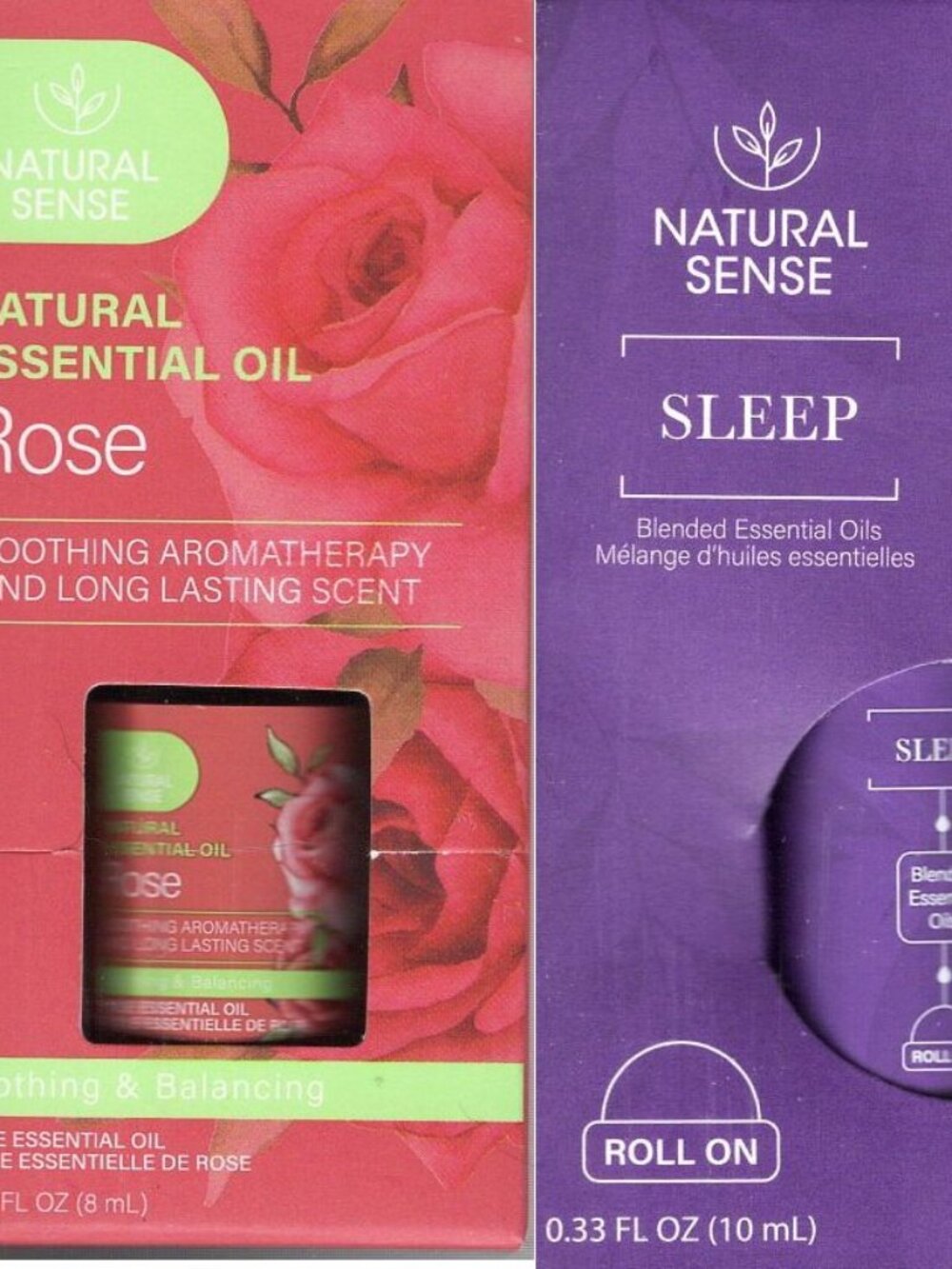 Natural Sense Sleep Blended Essential Oils Roll & Rose Essential Oil (Set of 2)